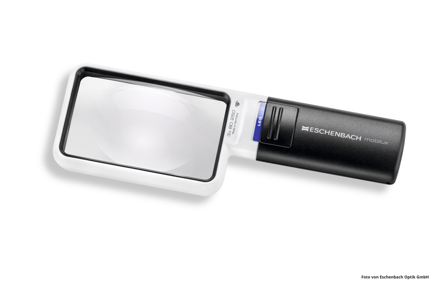 Das Foto zeigt die Leuchtlupe mobilux® LED von Eschenbach Optik.