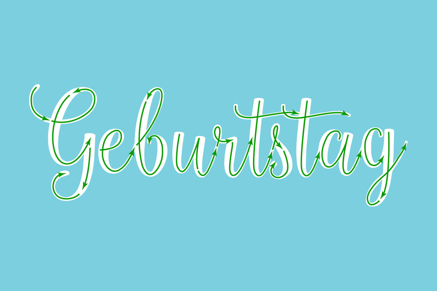 Das Bild zeigt das Wort Geburtstag in Handlettering Schrift