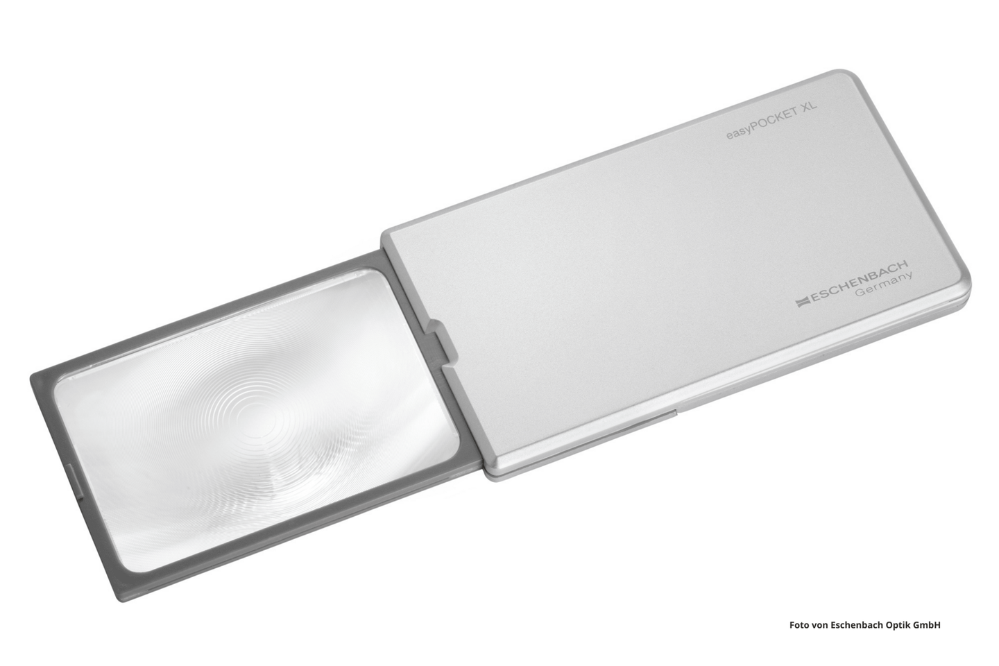 Das Foto zeigt die praktische Handlupe easyPOCKET XL von Eschenbach Optik.
