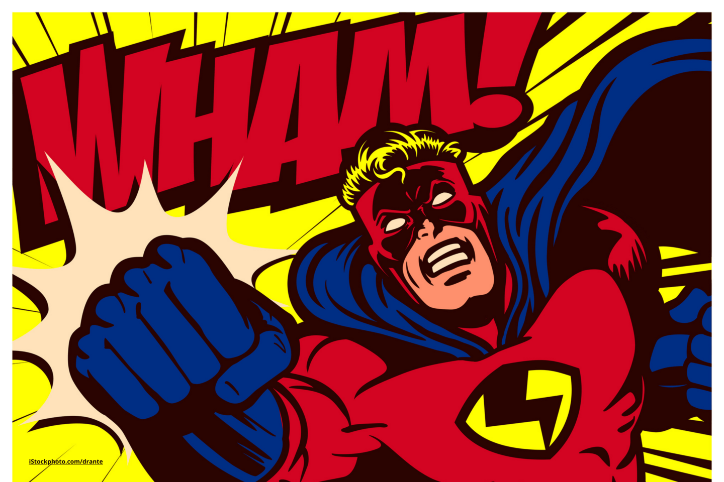 Das Foto zeigt einen Superhelden-Comic im Pop-Art-Stil.